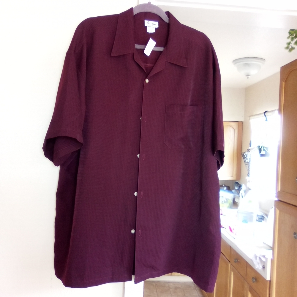 NEW Saga Men's Dark Purple 3XL Button-Up Shirt